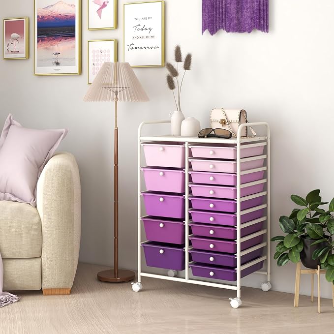 GOFLAME 15-Drawer Rolling Storage Cart, Utility Cart - Image 9