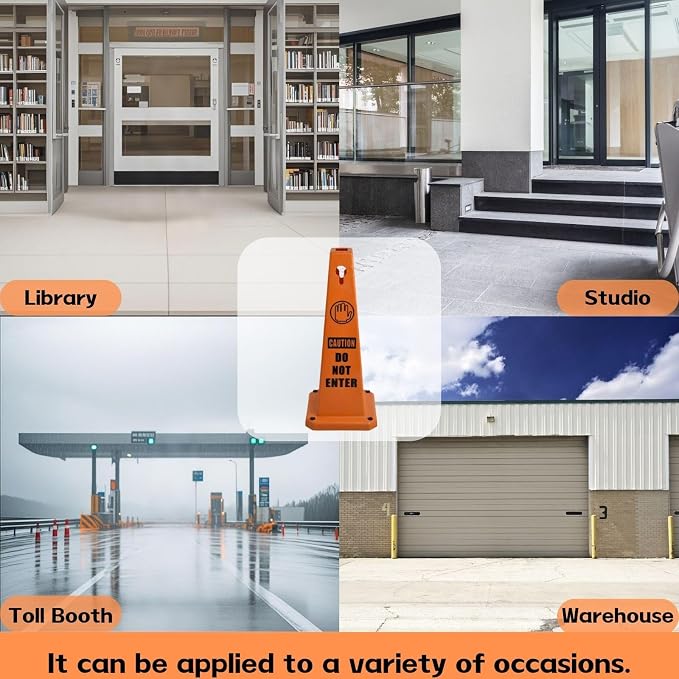 8-Pack 26.5" Caution Cones, 4-Sided Visible Safety Signs - Image 7