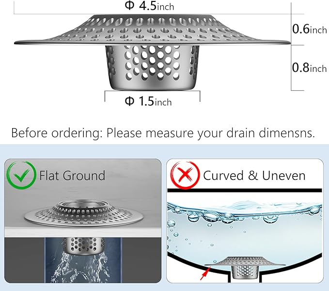MFTEK Drain Hair Catcher Tub Drain Protector, Stainless Steel Bathtub Shower - Image 2