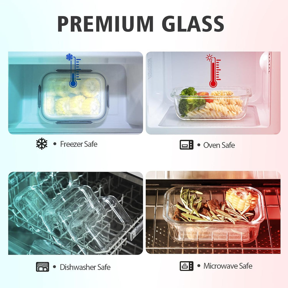 24 Pieces Glass Food Storage Containers with Lids,Glass Meal Prep Containers ...