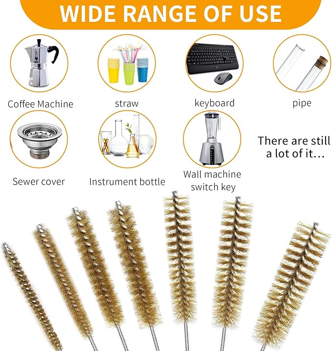 7pcs Brass Wire Tube Brushes Bottle Brush Set, 11Inch Long Wire Brushes - Image 5