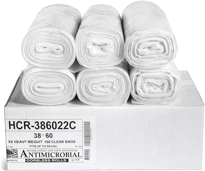 Aluf Plastics High Density Trash Bags, 60 Gallon, 22 Micron, by AlufPlastics