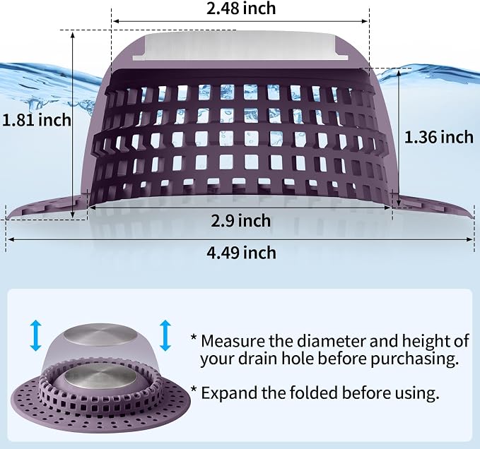 Shower Drain Hair Catcher, Bathtub Drain Cover Foldable Silicone Shower & Tub - Image 6