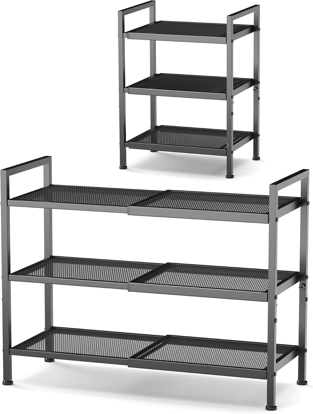Expandable Shoe Rack for Closet, Entryway, Shoe Storage, 3-Tier, Black