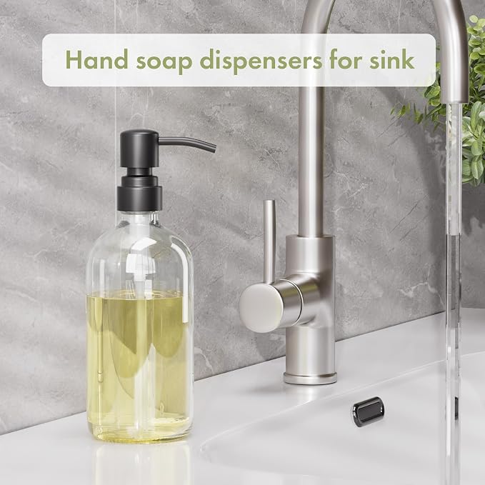 AmazerBath Soap Dispenser, 2 Pack Glass Soap Dispenser - Image 8