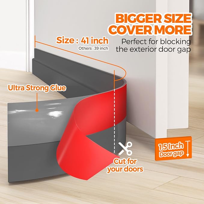 Holikme Weather Stripping 41 inch Door Draft Stopper Under Door Draft Blocker - Image 4