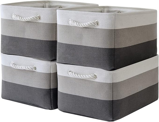 Storage Basket Fabric Sturdy Canvas Storage Bins Organizer by Sacyic