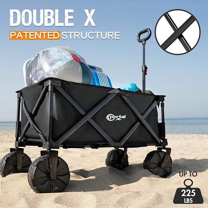 PORTAL Collapsible Folding Utility Beach Wagon Carts Heavy Duty - Image 4