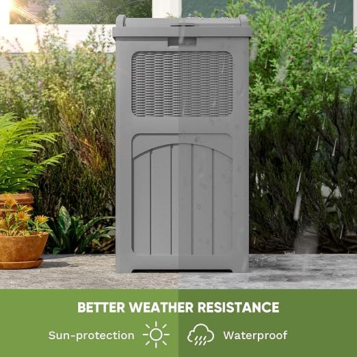 Patiowell 36 Gallon Outdoor Trash Can, Resin Outdoor Garbage Can - Image 4