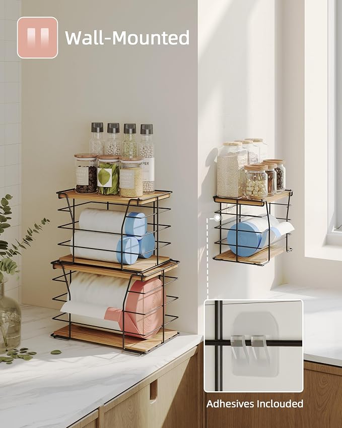 3 Pack Trash Bag Holder/Dispenser, Stackable Storage Laundry Kitchen Organizers - Image 7