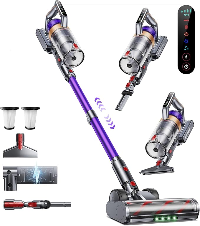 Cordless Vacuum Cleaner, 600W 50KPA 65 Mins Vacuum Cleaners by INTETURE