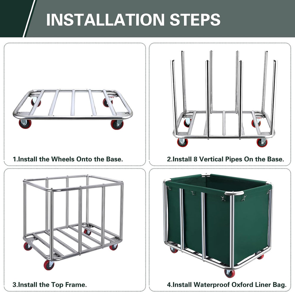 Commercial Laundry Cart with Wheels,440 lbs(Blackish Green)
