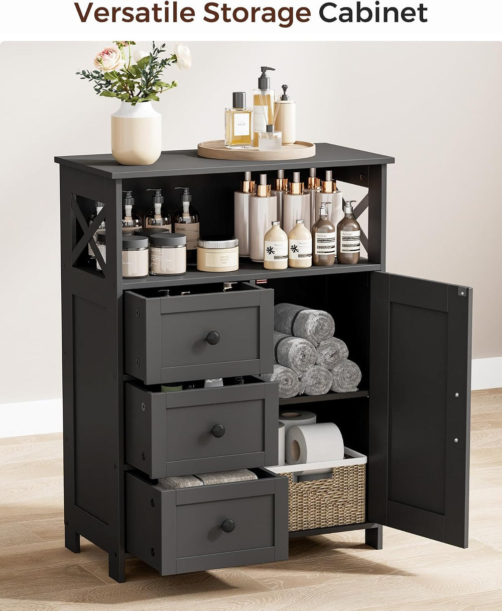 Homhedy Bathroom Storage Cabinet with 3 Drawers, Toilet Paper Cabinet