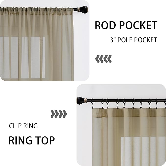 Tollpiz Sheer Door Curtains Closet Linen Textured Curtains Sheer Doorway Light - Image 5