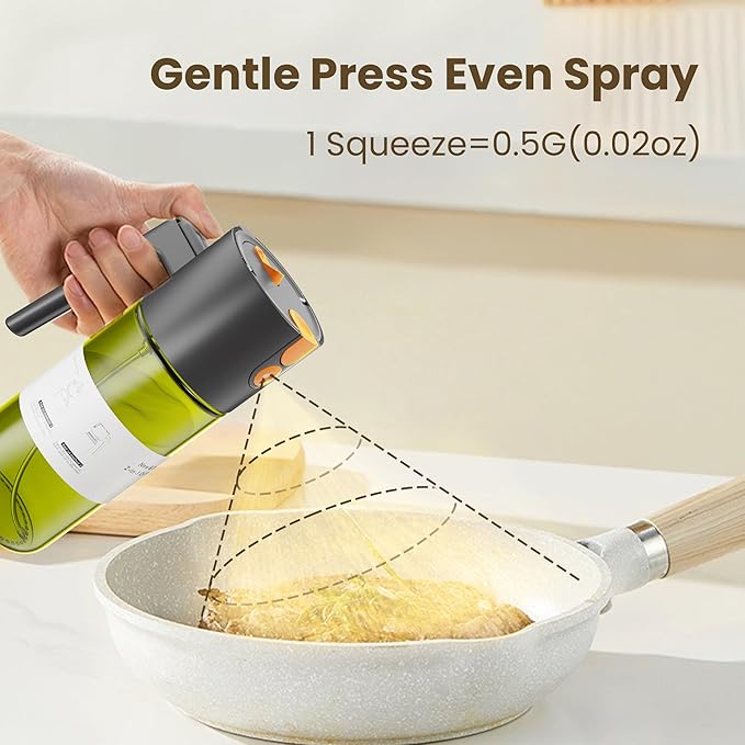 Upgrade 2 in 1 Oil Sprayer for Cooking, 17oz Light-Blocking Glass Olive Oil - Image 2