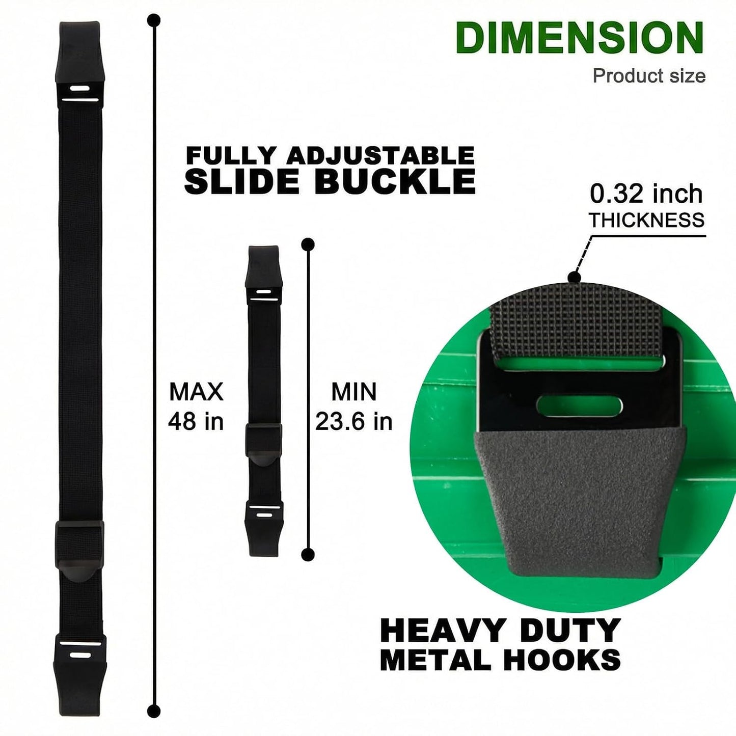2PCS Bear Proof Trash Can Locks with Double Metal Claw - Adjustable Strap Garbage Can Locks for 28-96 Gallon Outdoor Bins, Animal Proof Against Raccoons - Black