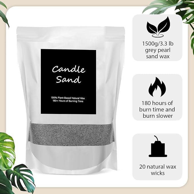 MTLEE Candle Sand 3.3 lb DIY Pearled Candle Making Kit Included 20 Pcs Wicks - Image 3