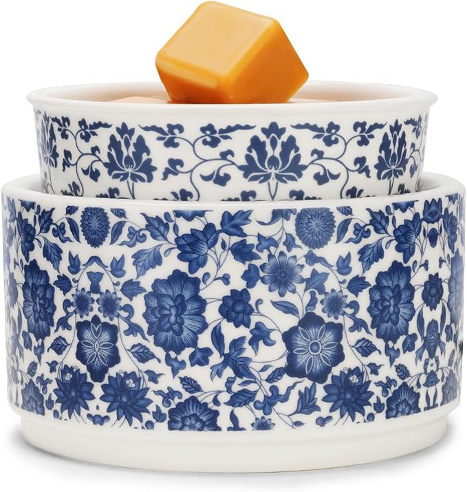 Blue & White Porcelain Pattern Wax Melt Warmer, Ceramic 3-in-1 Electric Candle by WAXWARMER