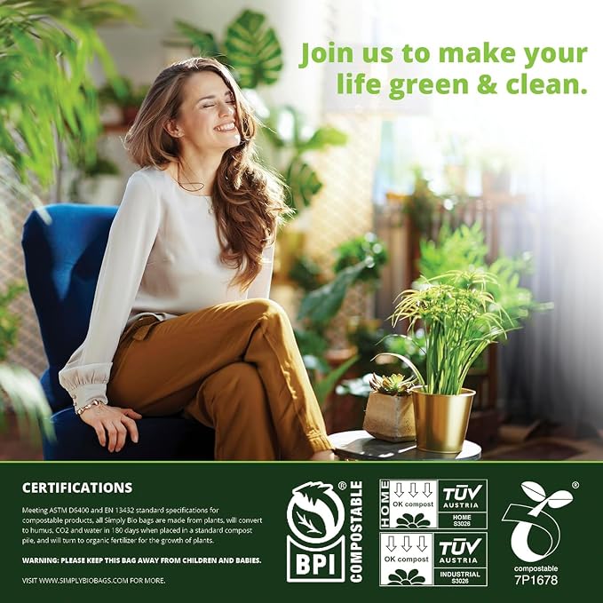 1.6 Gallon Compostable Trash Bags Handle, Heavy Duty Thick 0.6 Mil, 6.06 Liter - Image 8