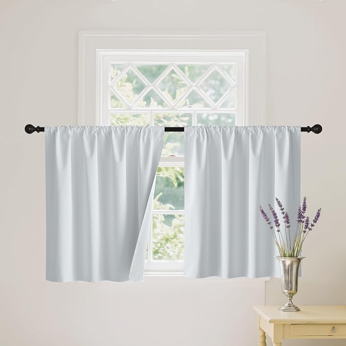 RYB HOME White Short Blackout for Small Window 45 inches Length, Thermal by RYBHOME