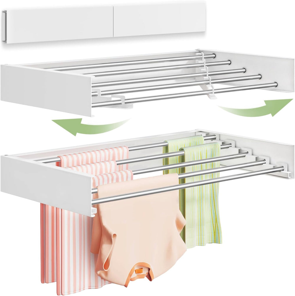 Wall Mounted Clothes Drying Rack 32", Foldable Wall Mount Laundry Rack F...