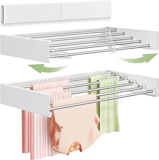 Wall Mounted Clothes Drying Rack 32", Foldable Wall Mount Laundry Rack Folding by DiscovertheEleganceofAir-drying