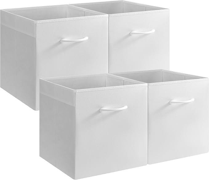 StorageWorks White Storage Cubes, 13-inch Leather Bins - Image 7