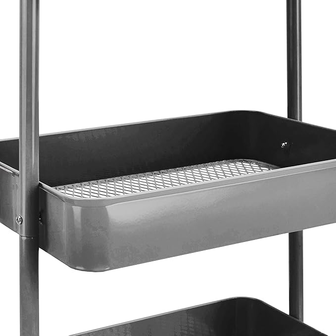 Amazon Basics 3-Tier Rolling Utility or Kitchen Cart, Lockable Wheels - Image 2