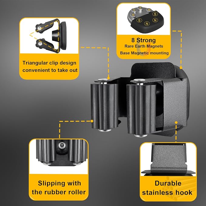 Upgraded Magnetic Broom and Mop Holder Wall Mount, Space-Saving Heavy Duty No - Image 3