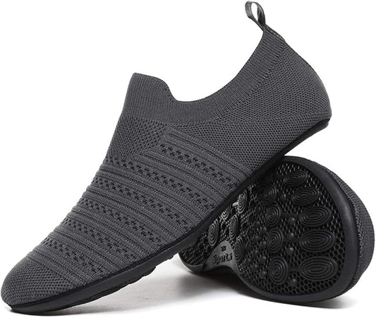 QZKDM Lightweight Slip on Grip Indoor House Slippers Barefoot Non Slip Home by QZKDM