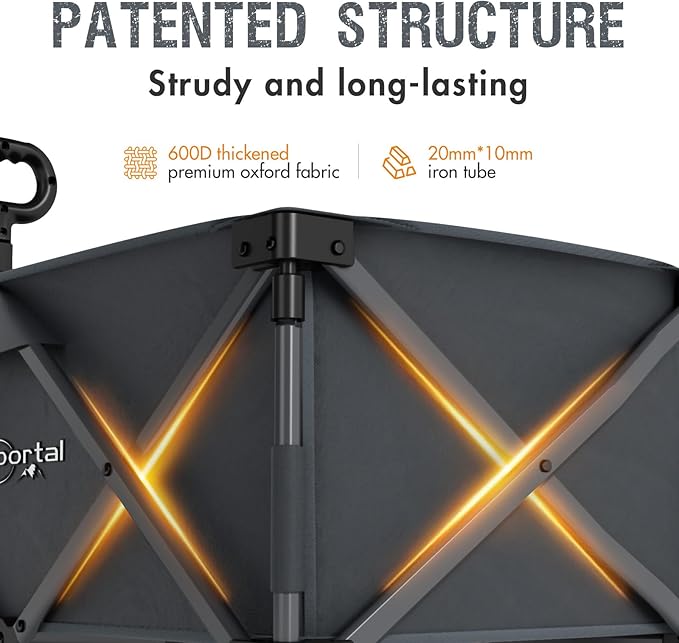 PORTAL Collapsible Wagon with Brakes, Heavy Duty Utility Cart with All-Terrain - Image 4