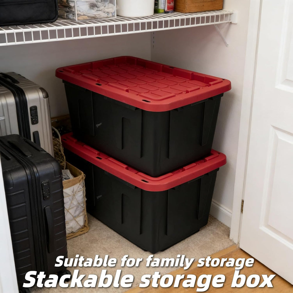 4-Pack 27 Gallon Heavy Duty Storage Bins Durable Polypropylene Plastic with S...
