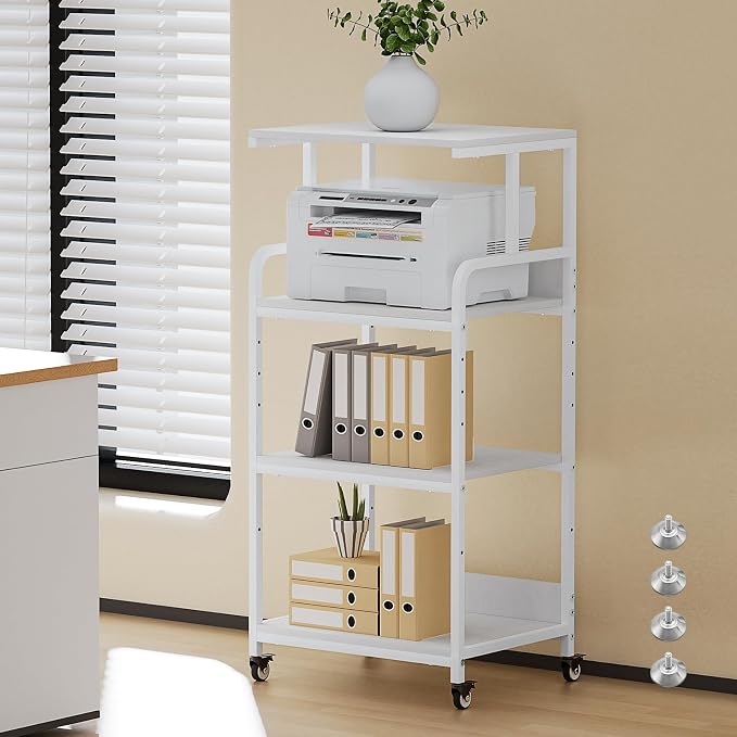 4 Tier White Printer Stand by Vokumba