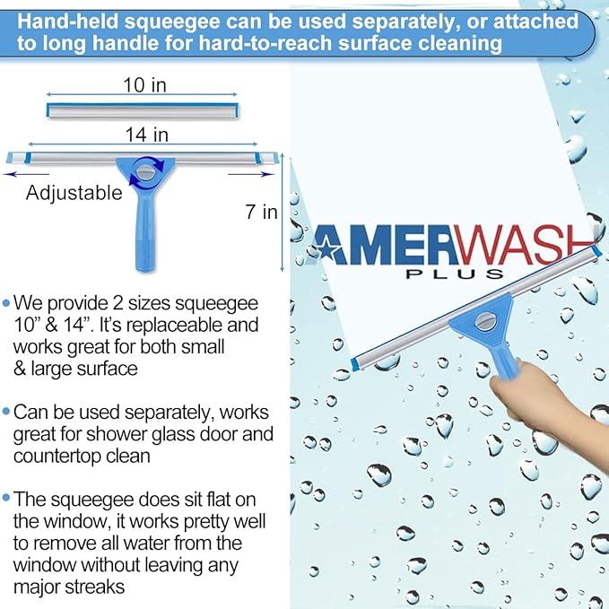 Window Squeegee Washing Kit for High Window, Shower Glass Door, Mirror Cleaning - Image 3