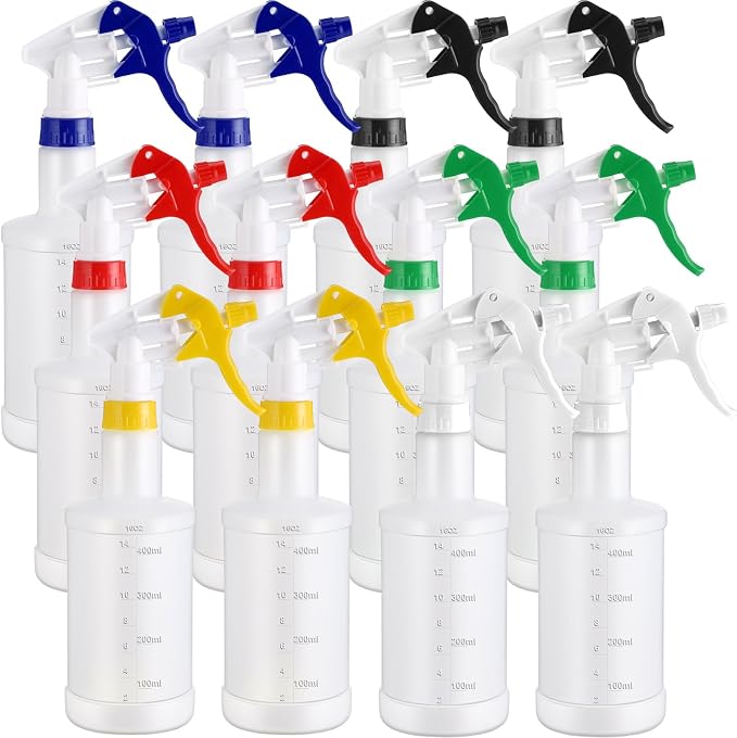 Eccliy 12 Pcs 16 Oz Plastic Spray Bottle, Adjustable Empty Reusable Sprayer by Eccliy