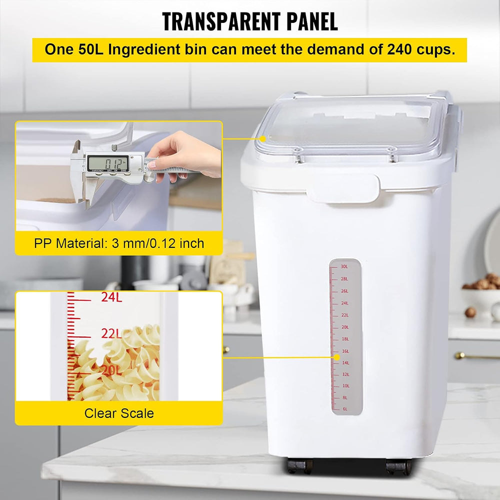 VEVOR Ingredient Storage Bin, 11.4 Gallon Capacity Shelf Ingredient Bin, 280 ...