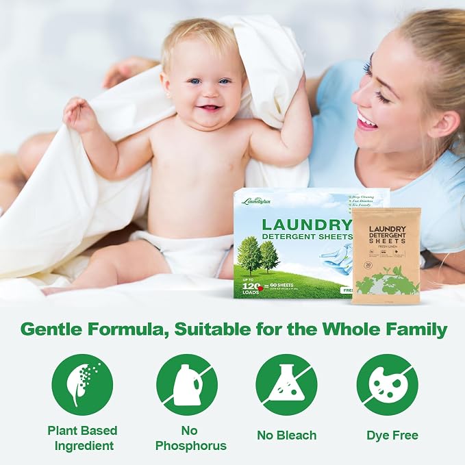 Laundry Detergent Sheet, Eco-Friendly & Hypoallergenic Wash Strips, Natural - Image 5