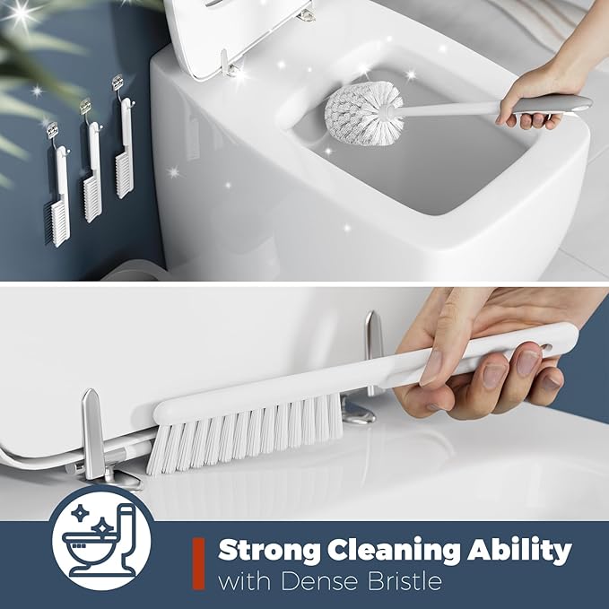 Toilet Brush, 3 Pack Toilet Brush and Holder Set Bathroom Accessories, Toilet - Image 3