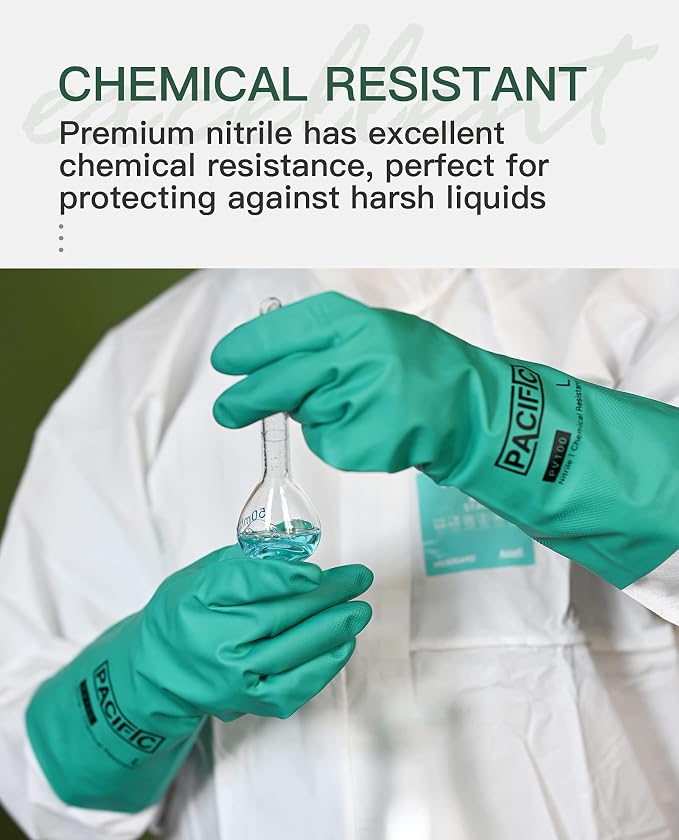 PACIFIC PPE 2 Pairs Nitrile Chemical Resistant Gloves, Resist Strong Acid - Image 3