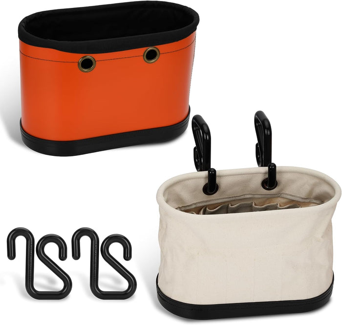 5144BHB Oval Hard-Body Bucket Tool Organizer,2 Set Canvas Bucket Bag with Black Molded Polypropylene Bottom,5144 Canvas Bucket with Hook Holes