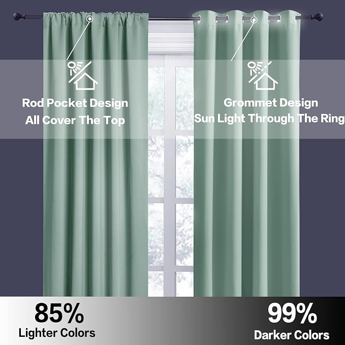 RYB HOME Rod Pocket Blackout Curtains - Image 6