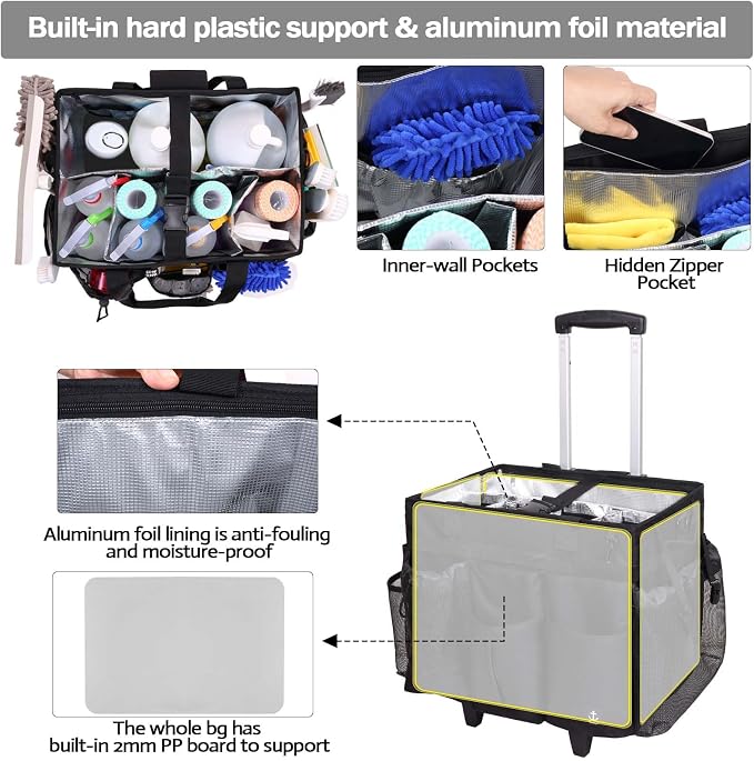 Extra Large Rolling Cleaning Caddy Bag - Image 4