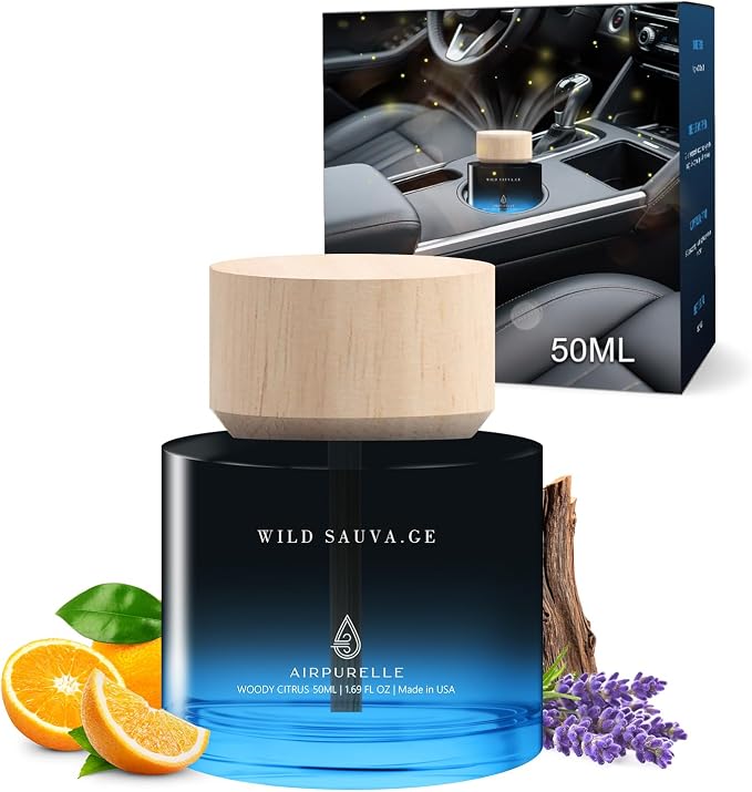 Car Air Freshener for Men & Women – Long-Lasting Woody Citrus Essential Oil by AIRPURELLE