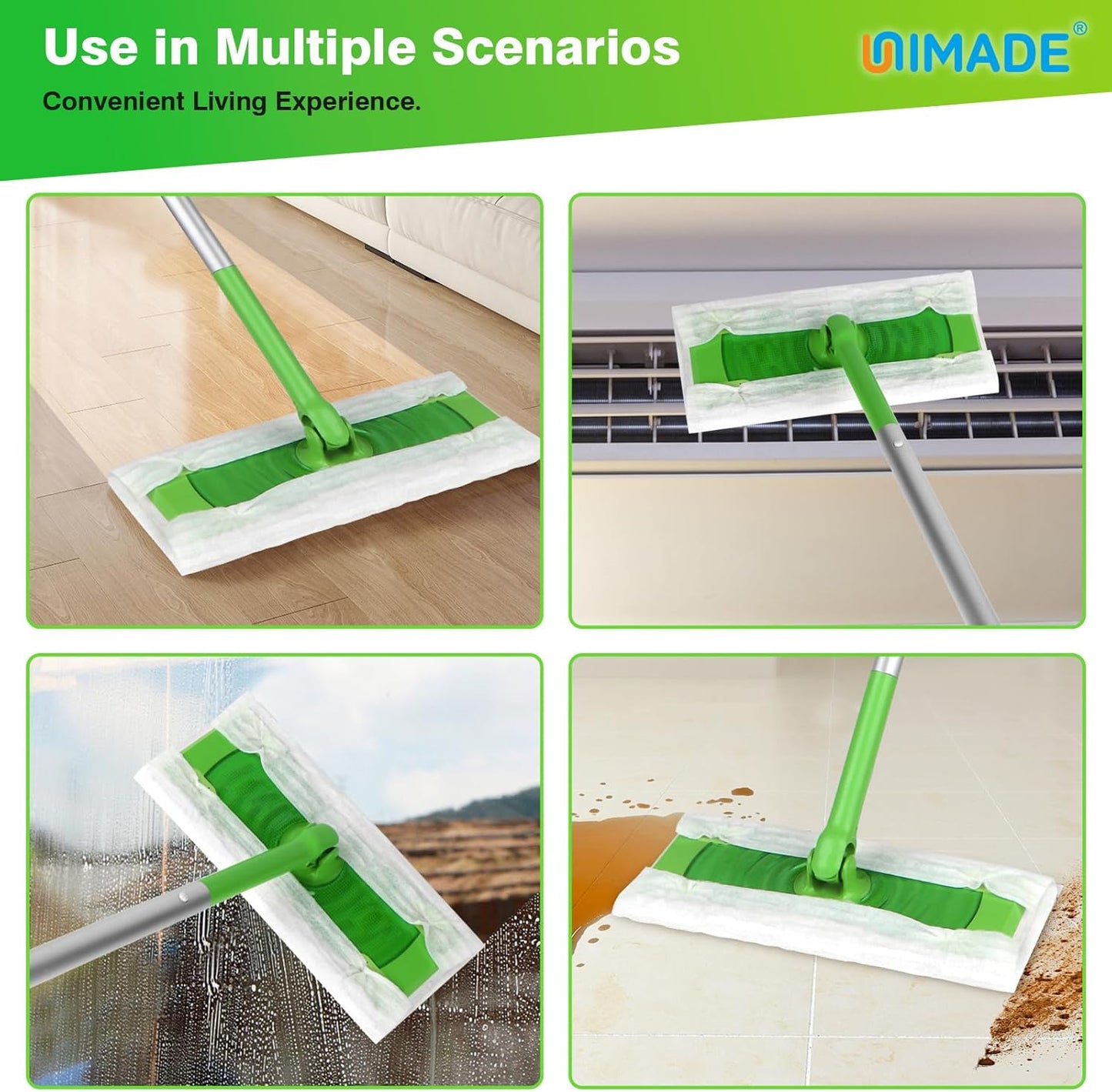 UNIMADE Dry Sweeping Cloths, 52 Count Mop Refill Compatible with Swiffer Sweeper - Disposable Duster Refills Mops for Cleaning Hardwood Floor Dust