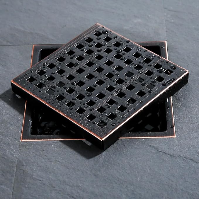 RANDOM Oil Rubbed Bronze Shower Drain Square 6 Inch Shower Floor Drain Grate & - Image 7