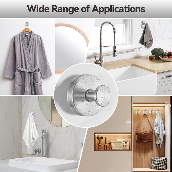 4 PCS Suction Cup Hooks for Shower, Stainless Steel No Drill Suction Towel Hooks - Image 3