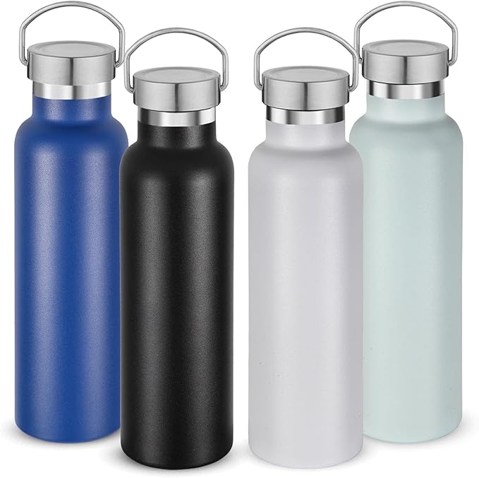 Neihepal 20 oz Insulated Water Bottles Bulk 4 Pack, Stainless Steel Double Wall by Neihepal