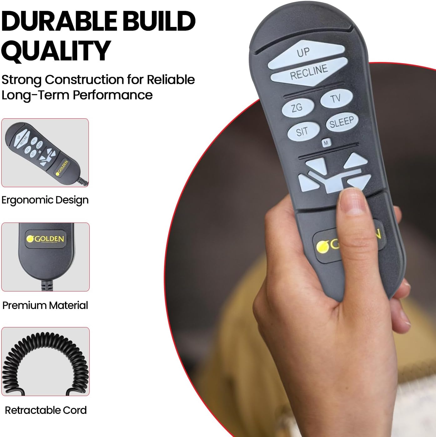 AlveyTech AutoDrive 3.0 7-Pin Hand Control for MaxiComfort Lift Chairs - Golden Technologies Lift Chair Remote Control - Backlit Recliner Remote Replacement with PR-505, PR-508, PR-510, PR-756