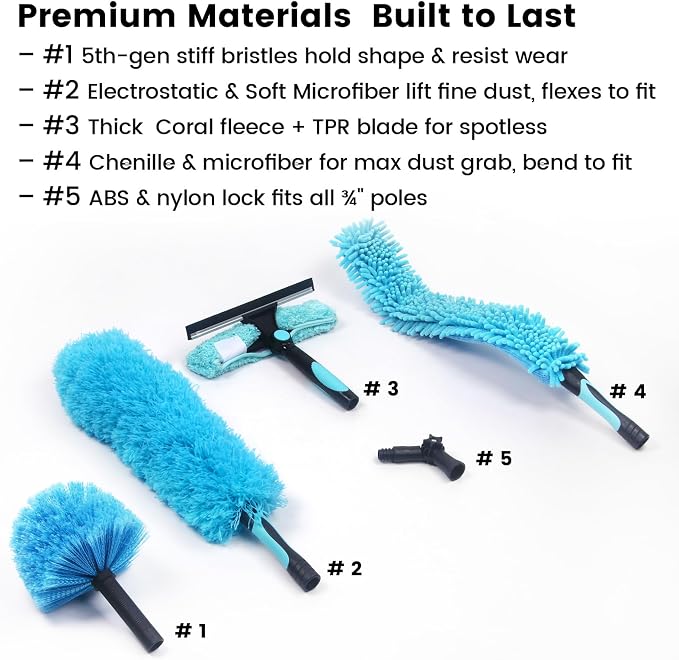Ceiling Fan Duster Kit – 5-in-1 Bendable & Dual-Sided Heads – Washable Dusters - Image 2