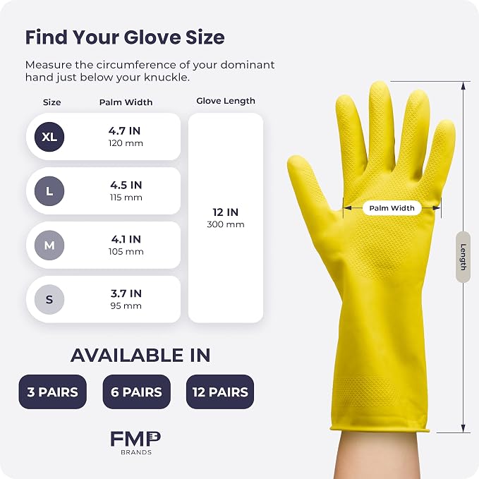FMP Brands 3/6/12/60 Pairs Cleaning Gloves, Waterproof Rubber Gloves - Image 7